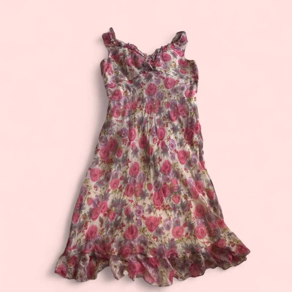 Silk Pink and Cream Dress